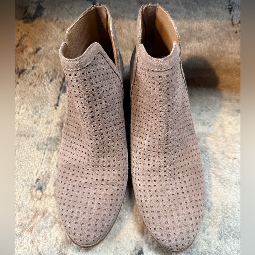 Susina Suede Ankle Boot/Perforated Boots- Taupe